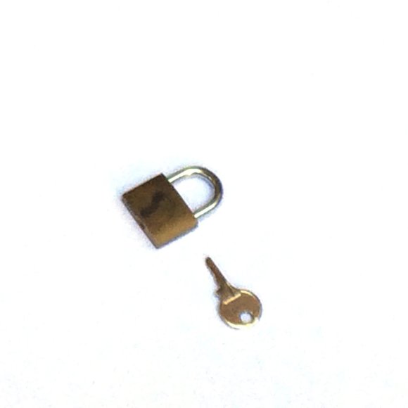Vintage 1" wide small gold brass metal padlock with key for storage or travel - Picture 7 of 9